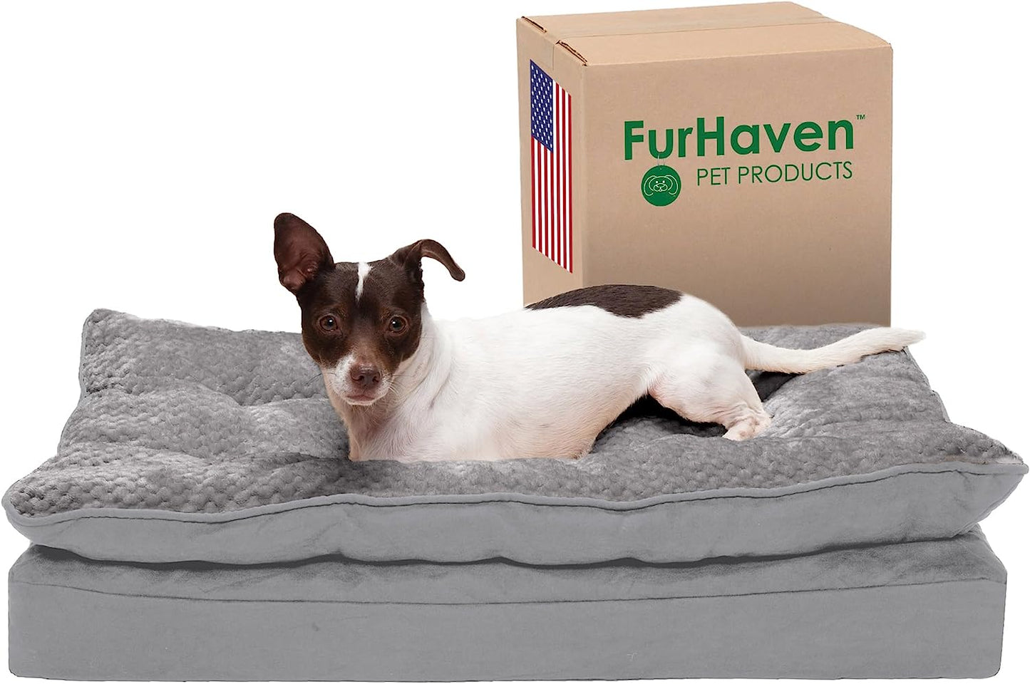 Orthopedic Dog Bed for Medium and Small Breeds with Removable Washable Cover and Pillow Cushion Top, Suitable for Dogs up to 35 lbs - Minky Plush and Suede Mattress in Titanium Gray, Medium Size