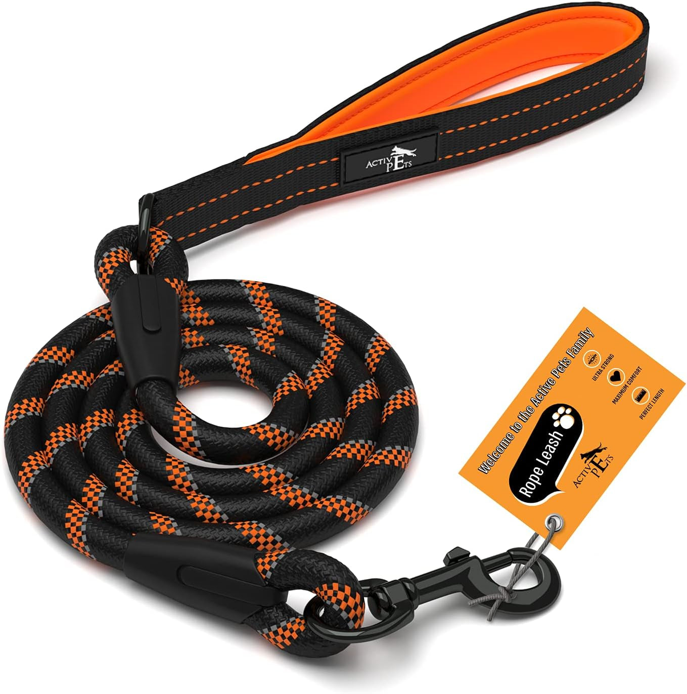 Premium Dog Rope Leash with Padded Handle and Reflective Threads for Training, Running, and Walking - Suitable for Small, Medium, and Large Dogs