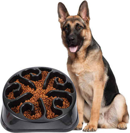 Large Anti-Gulping Slow Feeder Bowl for Large Dogs - Eco-Friendly Design (Black)