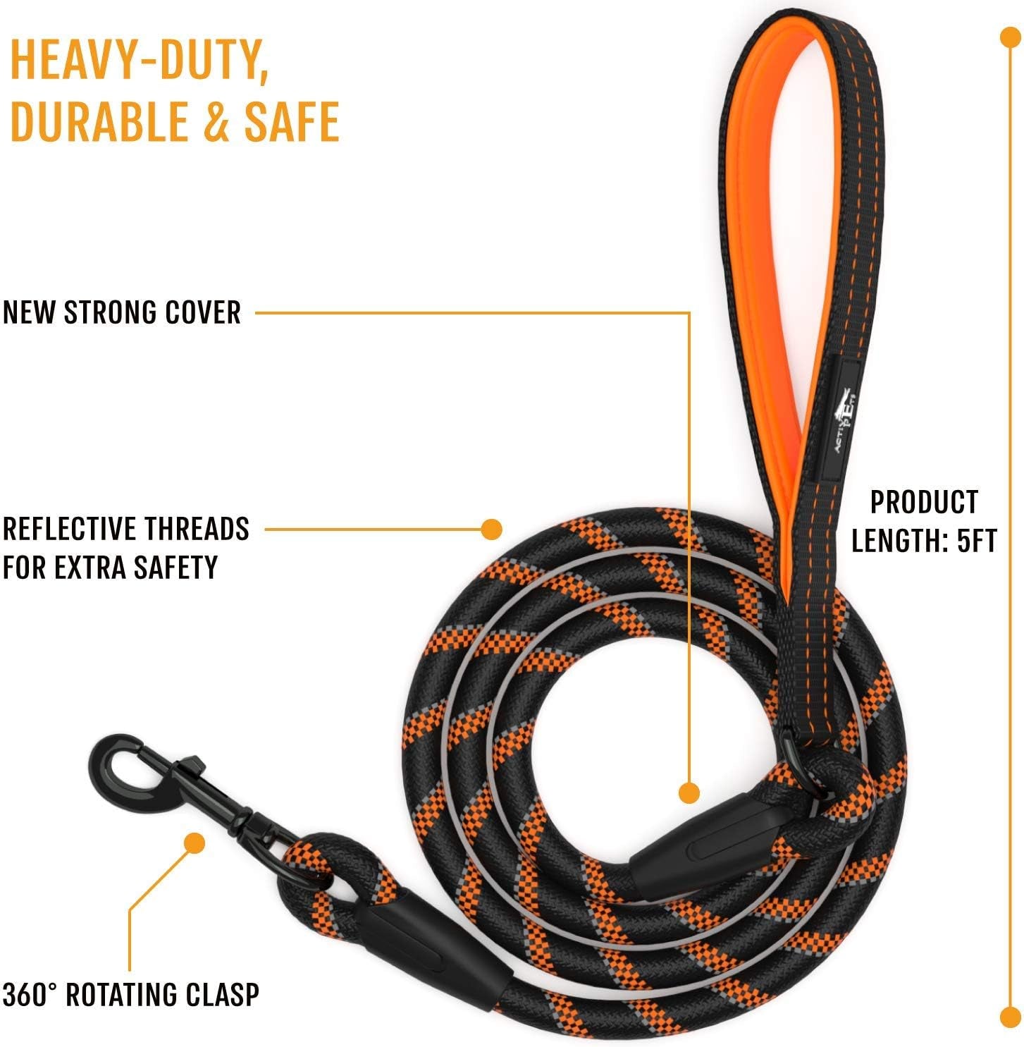 Premium Dog Rope Leash with Padded Handle and Reflective Threads for Training, Running, and Walking - Suitable for Small, Medium, and Large Dogs