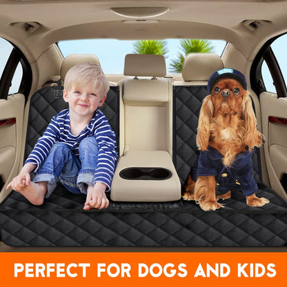 Premium Waterproof Dog Car Seat Cover - Non-Slip Back Seat Protector for Dogs, Fits Most Cars, Trucks, and SUVs - Black