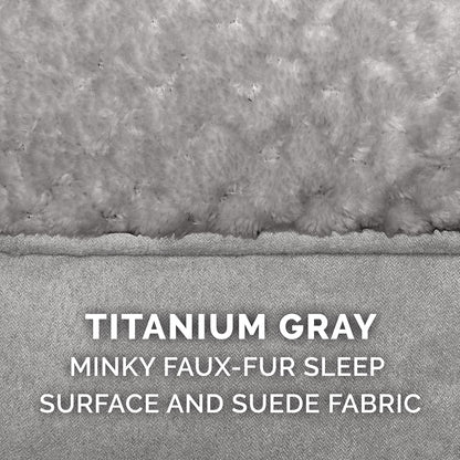 Orthopedic Dog Bed for Medium and Small Breeds with Removable Washable Cover and Pillow Cushion Top, Suitable for Dogs up to 35 lbs - Minky Plush and Suede Mattress in Titanium Gray, Medium Size