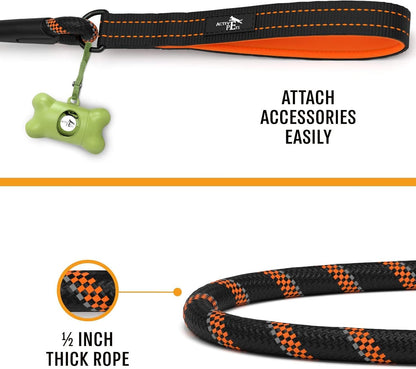 Premium Dog Rope Leash with Padded Handle and Reflective Threads for Training, Running, and Walking - Suitable for Small, Medium, and Large Dogs