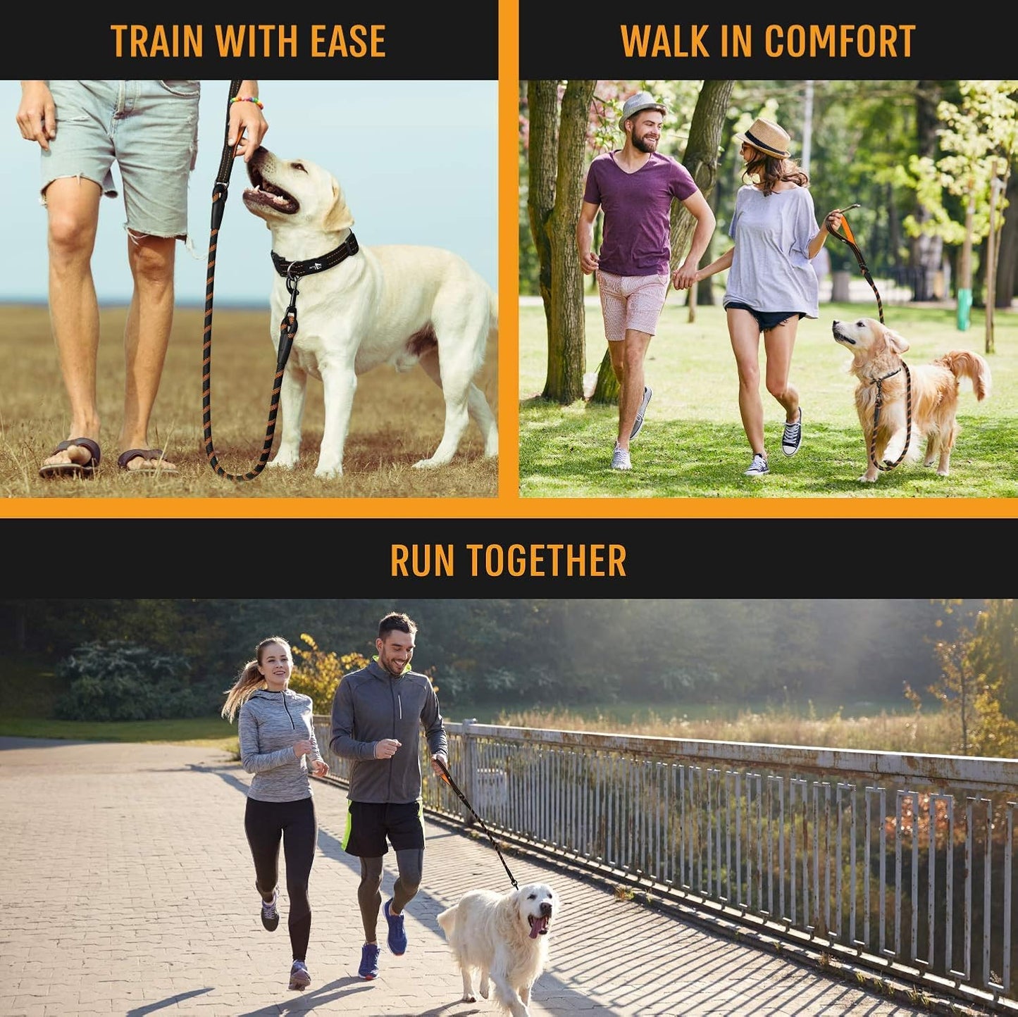 Premium Dog Rope Leash with Padded Handle and Reflective Threads for Training, Running, and Walking - Suitable for Small, Medium, and Large Dogs
