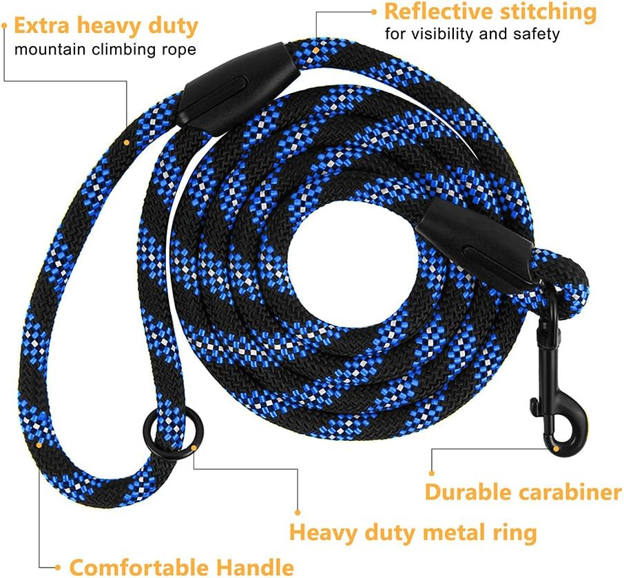 Braided No-Pull Training Dog Collar with Quick Release Lead - Suitable for Small, Medium, and Large Dogs (6 FT Leash, L/XL, Blue)