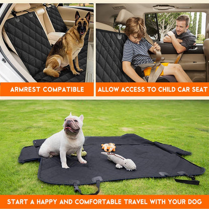 Premium Waterproof Dog Car Seat Cover - Non-Slip Back Seat Protector for Dogs, Fits Most Cars, Trucks, and SUVs - Black