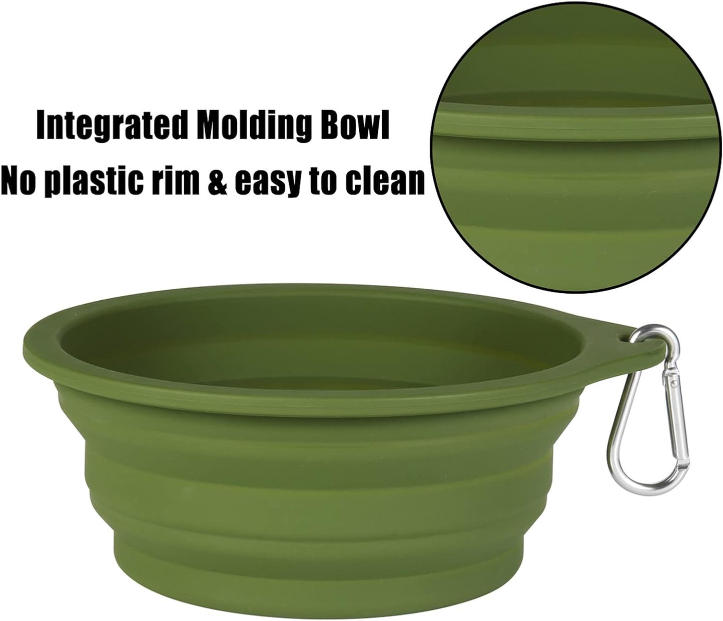 Collapsible Dog Bowl Set - Integrated Molding Travel Bowls for Pets, 600ml Capacity (Navy Blue & Dark Green)
