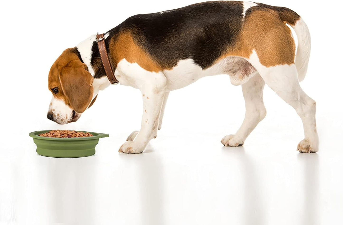 Collapsible Dog Bowl Set - Integrated Molding Travel Bowls for Pets, 600ml Capacity (Navy Blue & Dark Green)