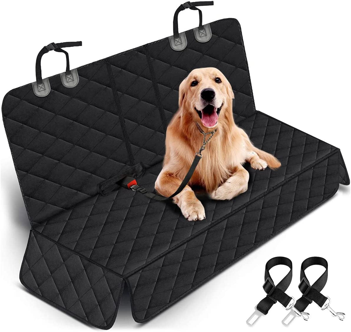 Premium Waterproof Dog Car Seat Cover - Non-Slip Back Seat Protector for Dogs, Fits Most Cars, Trucks, and SUVs - Black