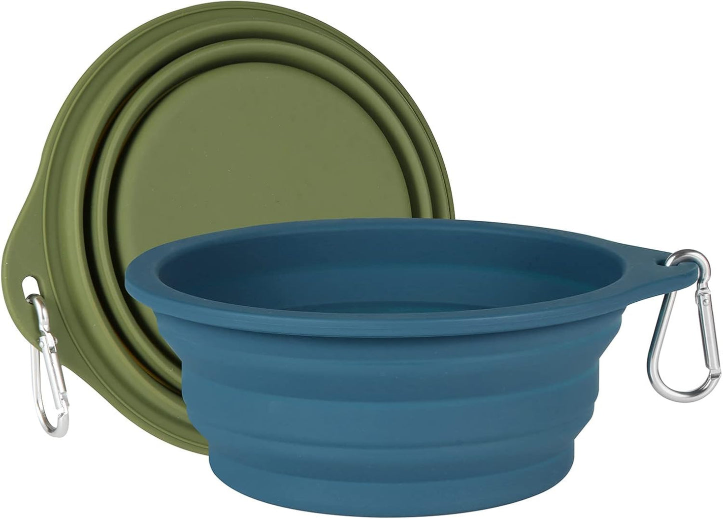 Collapsible Dog Bowl Set - Integrated Molding Travel Bowls for Pets, 600ml Capacity (Navy Blue & Dark Green)