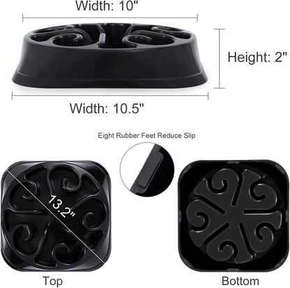 Large Anti-Gulping Slow Feeder Bowl for Large Dogs - Eco-Friendly Design (Black)