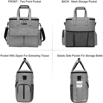 Professional Pet Travel Bag: Weekend Set for Dogs and Cats, Airline-Approved Tote with Multi-Functional Pockets, Includes 2 Food Storage Containers, 2 Collapsible Bowls, and 1 Feeding Mat (Grey)