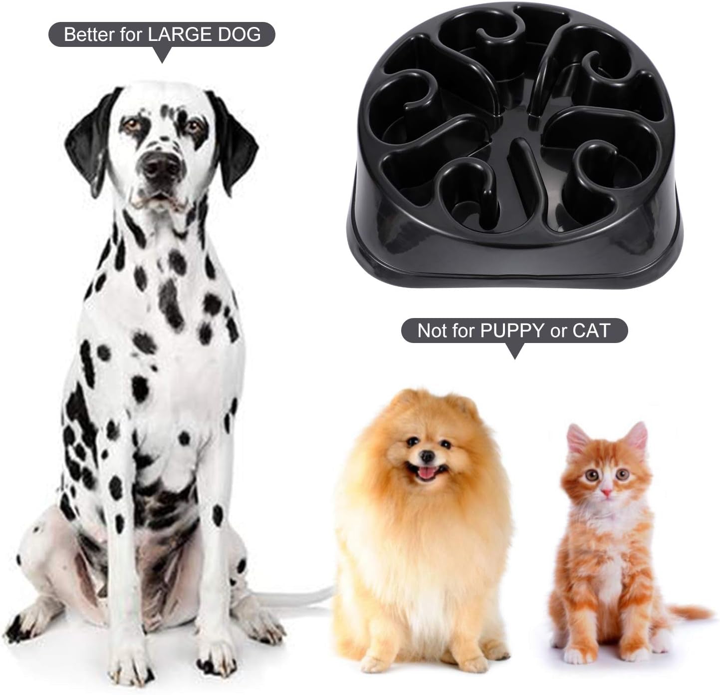 Large Anti-Gulping Slow Feeder Bowl for Large Dogs - Eco-Friendly Design (Black)